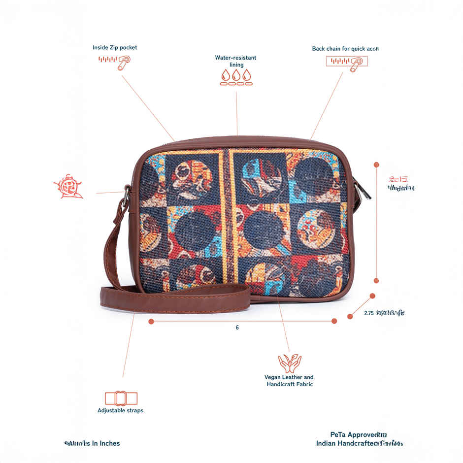 Zouk African Art Sling Bag - Multicolour