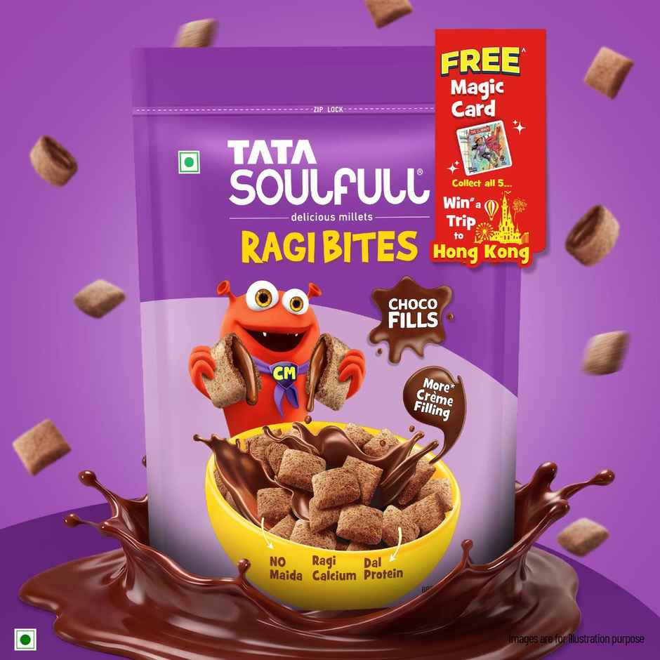 Tata Soulfull Ragi Bites Choco Fills, No Maida, More Cream Filling, Kids Cereal