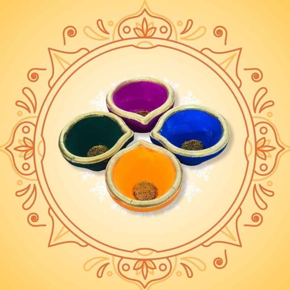 Kunj Gifting Diya | Pack Of 4 | Designer Clay Diya | Skilsy Handicrafts