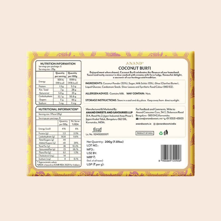 Ghee Coconut Burfi by Anand