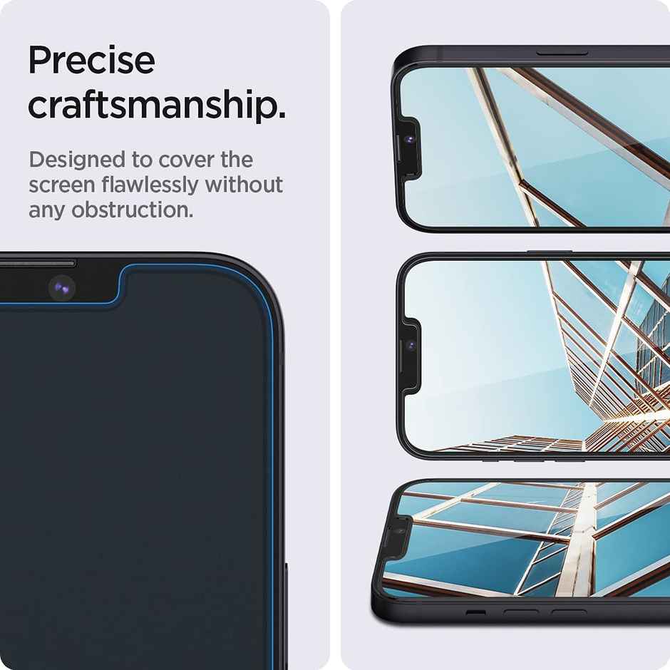Spigen Ez Fit Tempered Glass Screen Protector Guard For Iphone 14/13/13 Pro Smartphone - 2 Pack
