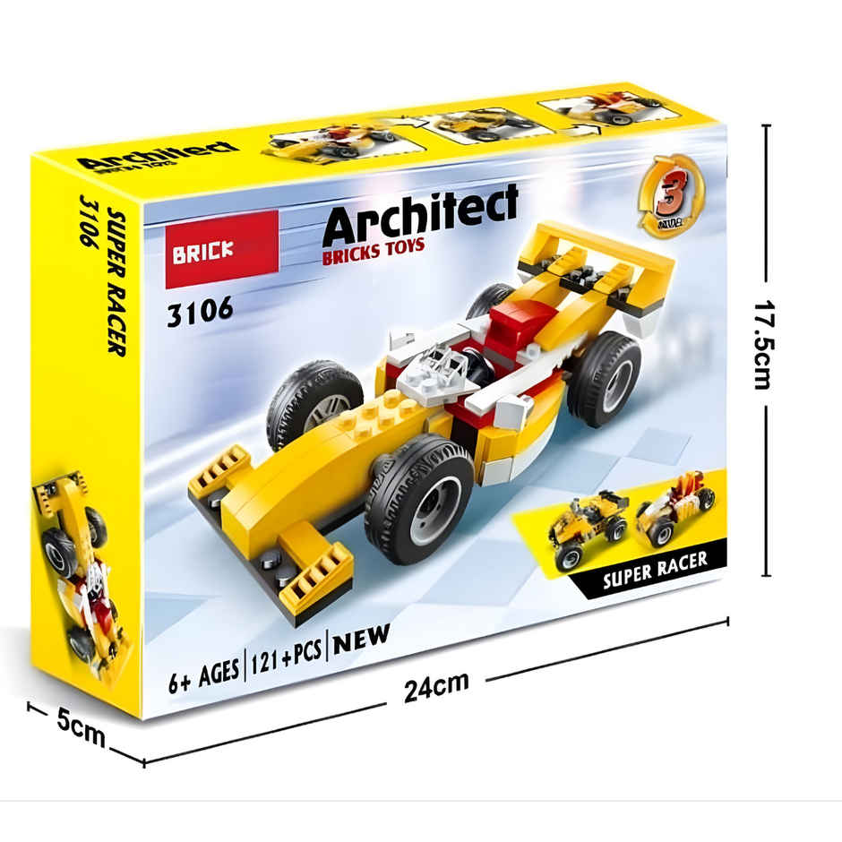 Fablue 3 in 1 Formula F1 Architect Building Blocks Toy Set for Kids