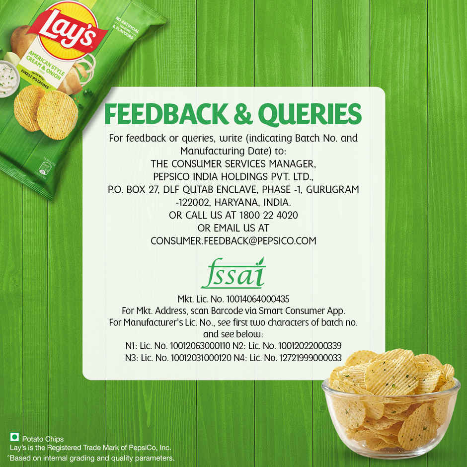 Lay's American Cream & Onion Flavour | Potato Chips
