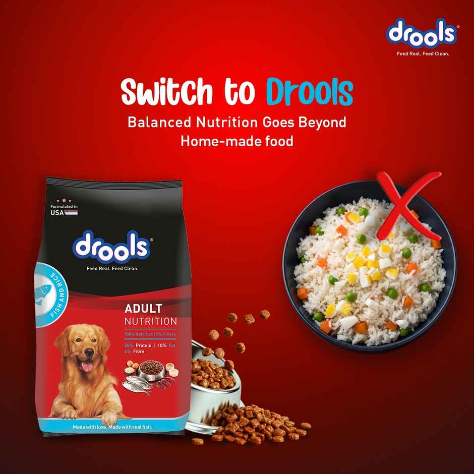 Drools Fish and Rice Adult Dry Dog Food 1 kg