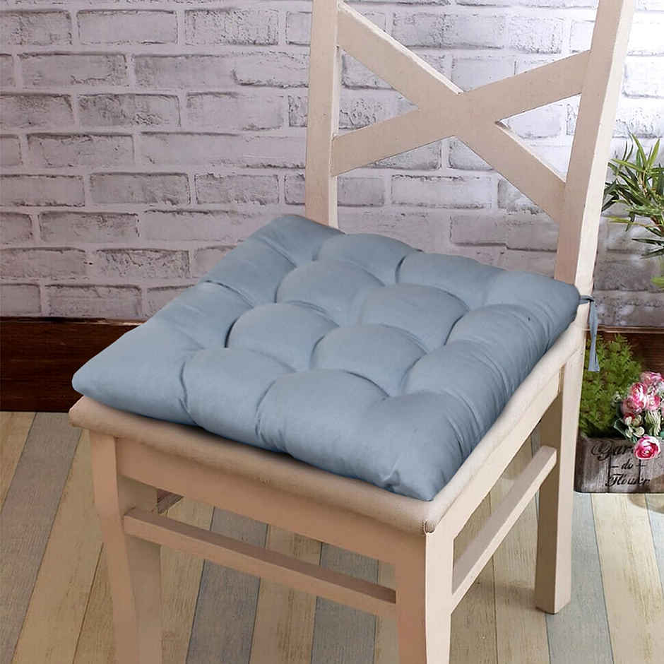 Kuber Industries Pack of 2 Chair Pads | Microfiber Chair Cushion for Office-Home | Grey