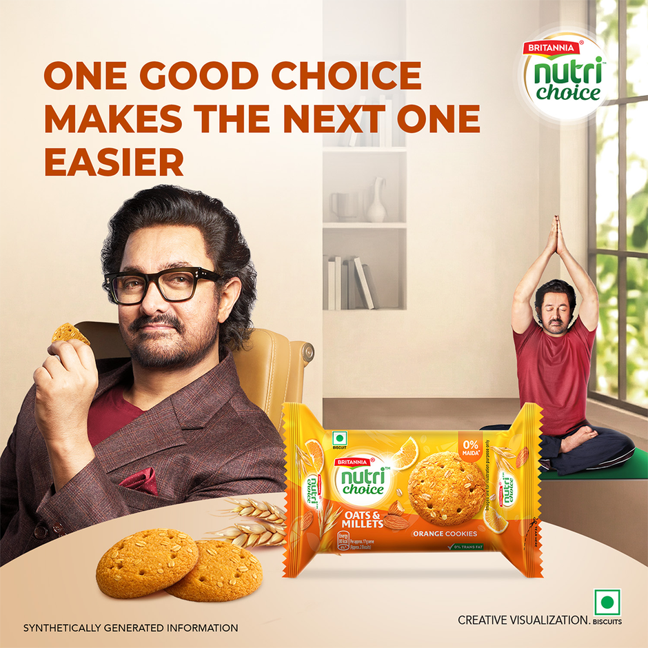 Britannia Nutrichoice Oats Orange & Almond Biscuits | Maida-Free And Trans Fat-Free
