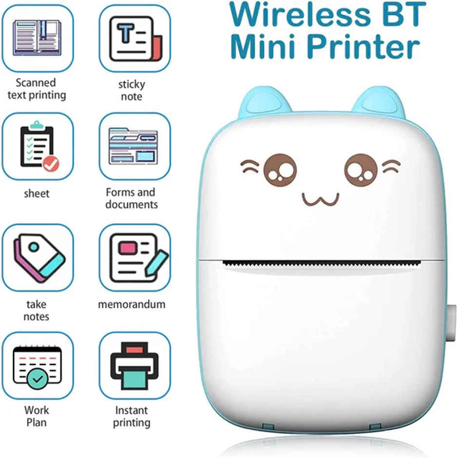 Hashwow Mini Bluetooth Thermal Printer - Ink-Free Portable Printer With 1 Rolls Of Paper & Stickers - Assorted