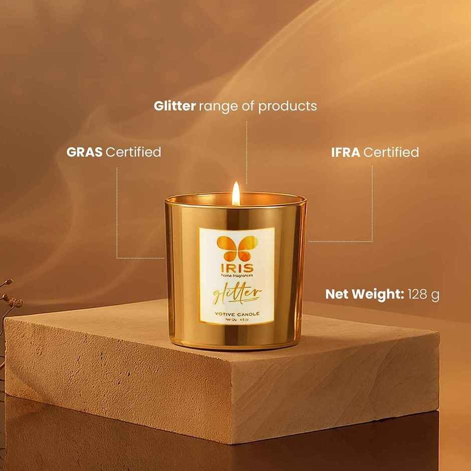IRIS Gold Glass Votive Candle