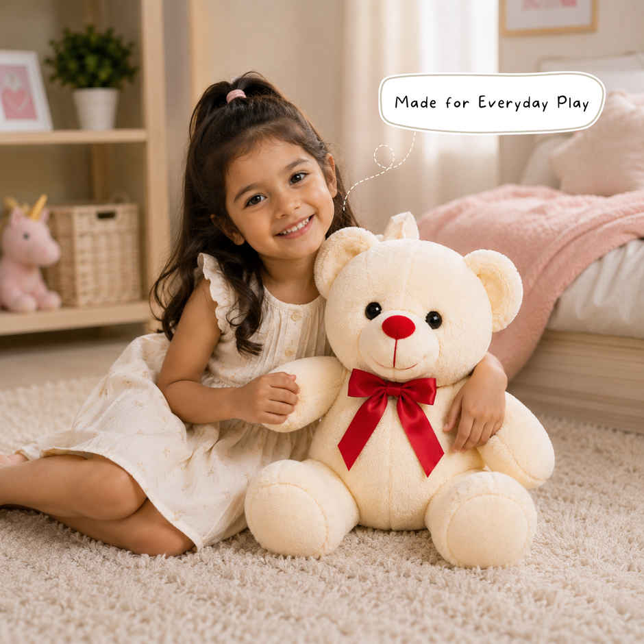 ToyTales Teddy Bear Soft Toy | Plushie Stuffed Animal Toys | Birthday Gift for Kids | Cream | 40cm