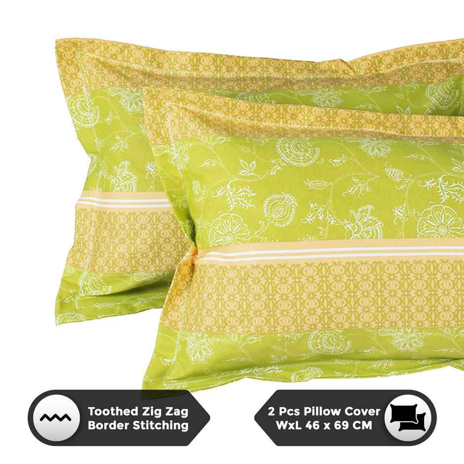 Story@home 144 TC Cotton Double Printed Flat Bedsheet (Green)