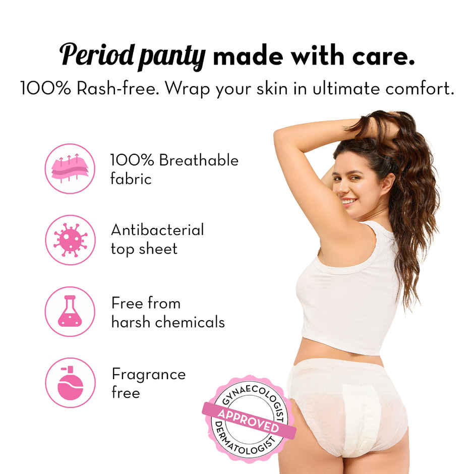 Plush Cramp Relief Heating Patch (2pc) & Plush Comfort High Waist Period Panty M/L (1pc) Combo