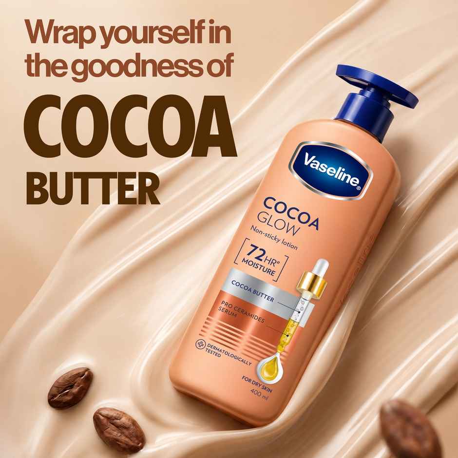 Vaseline Cocoa Glow Serum In Lotion100% Pure Cocoa & Shea Butter For Glowing & Soft Skin