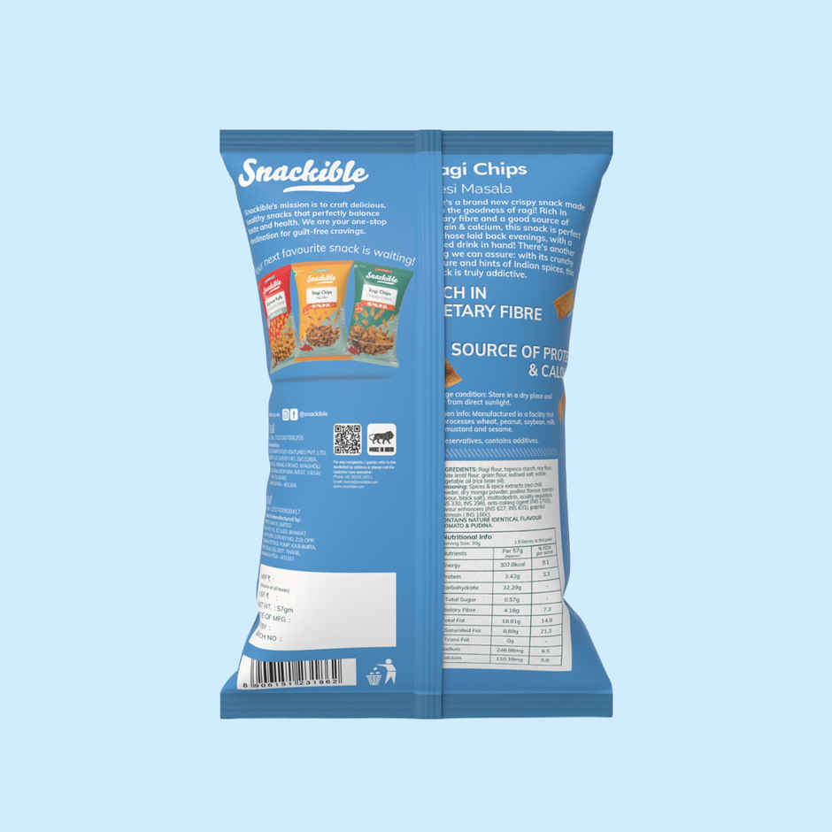 Snackible Desi Masala Ragi Chips | High Fibre, No Palm Oil