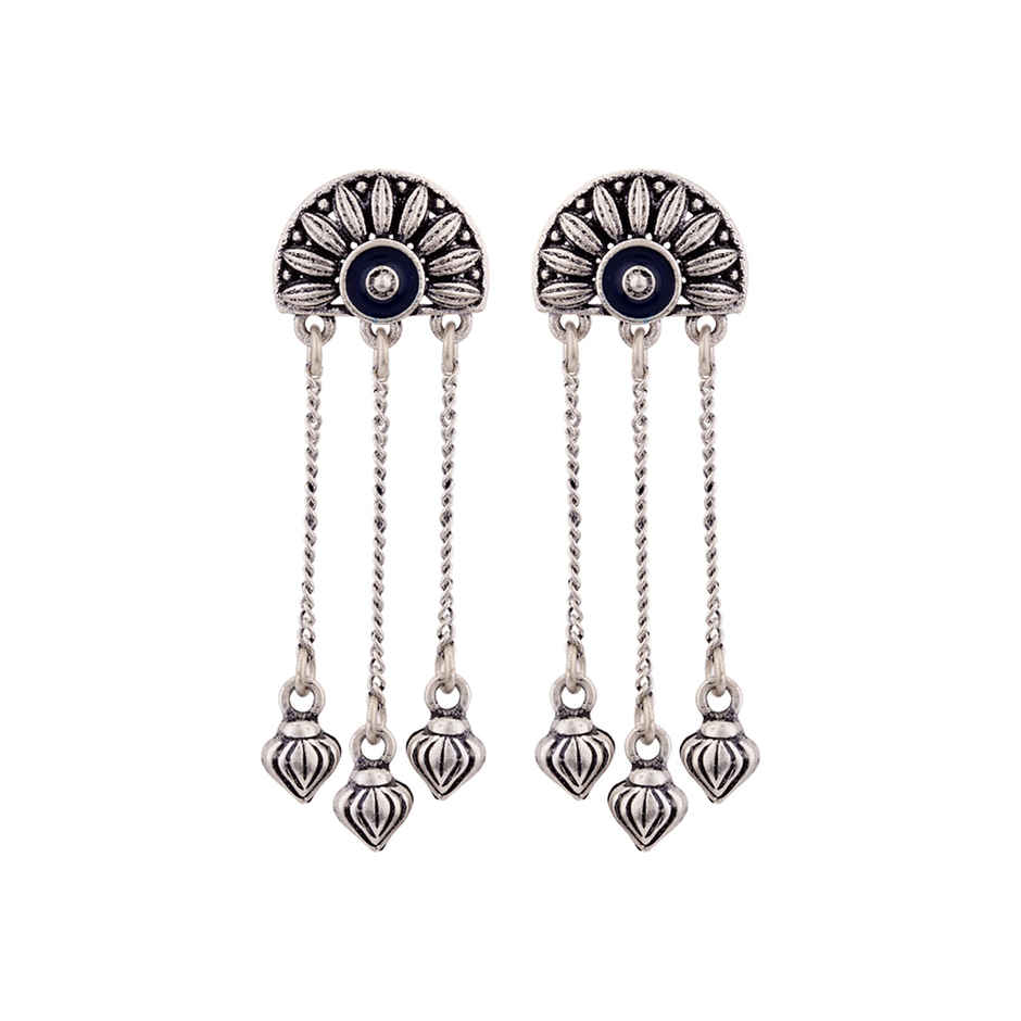 Voylla Mandala Half Moon Tassels Earrings