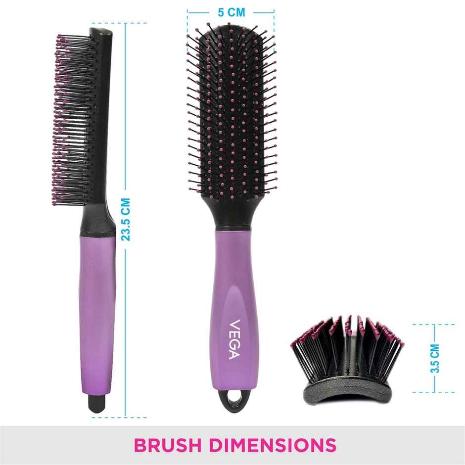 VEGA Flat Hair Brush with Cleaning Comb for Men and Women |E18-FB