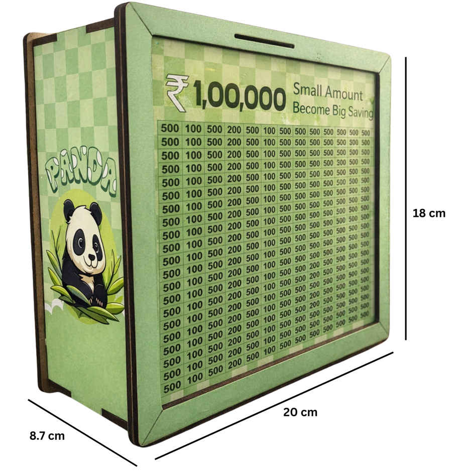 Fablue Wooden Panda Design Money Bank for Kids