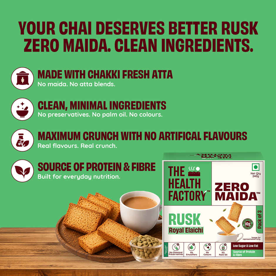 The Health Factory Elaichi Rusk | Zero Maida