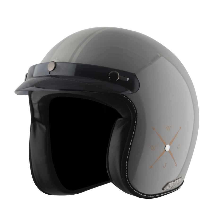 Axor Retro Jet Euro Globe Isi Ece And Dot Certified Open Face Helmet - Cool Grey Helmet - M