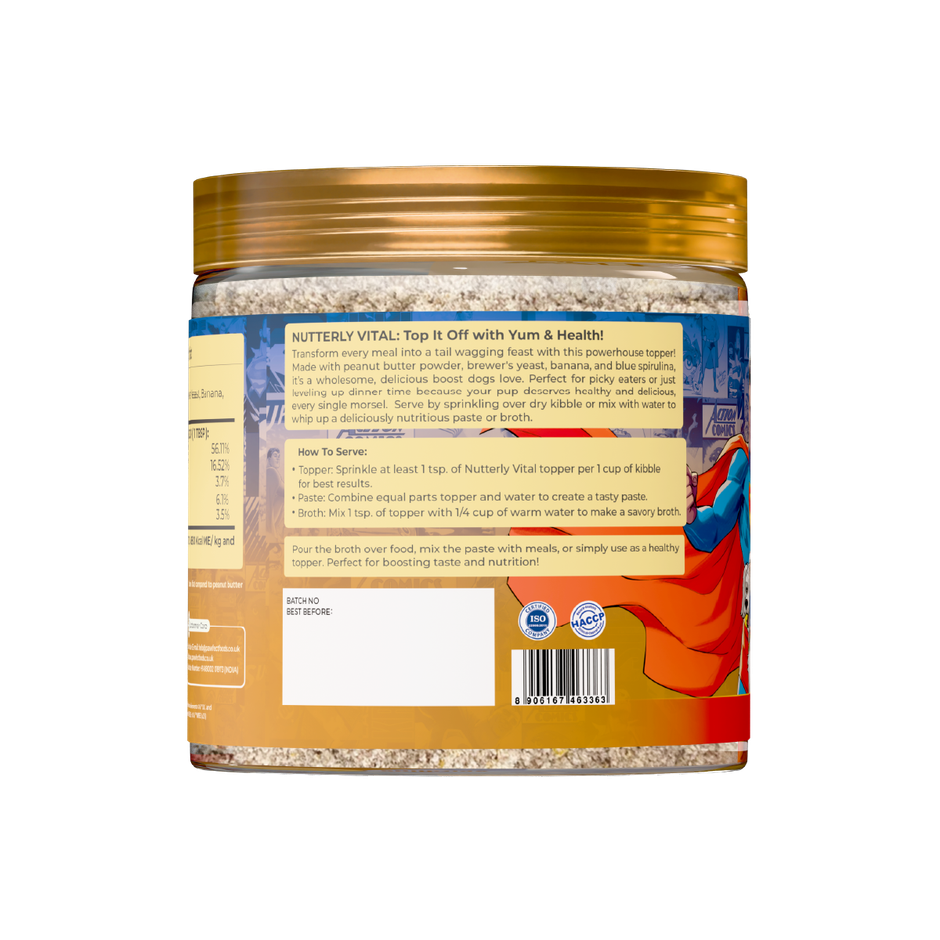 Pawfect Nutterly Vital Peanut Butter Powder Daily Dog Food Topper for Dogs