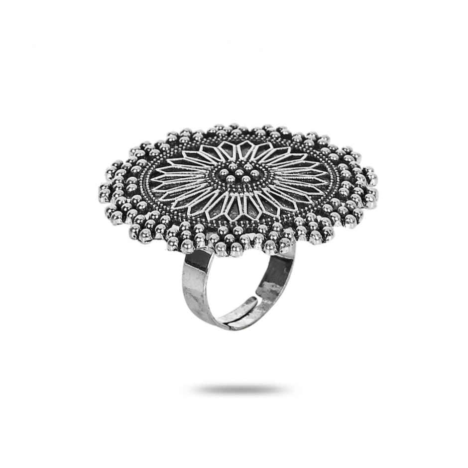 Youbella Oxidized Silver Plated Afghani Rings For Women And Girls(Ybrg - 20098) - Set Of 3