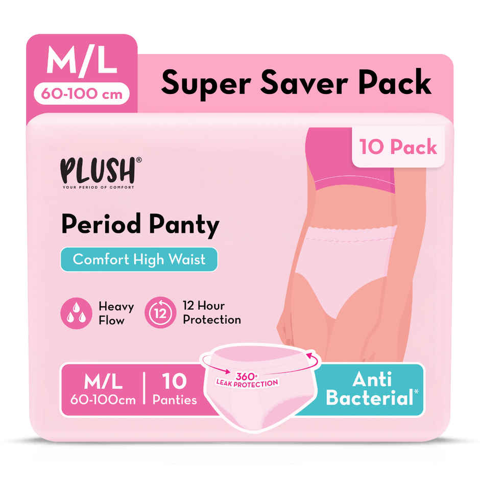 Plush Cramp Relief Heating Patch (2pc) & Plush Comfort High Waist Period Panty M/L (1pc) Combo