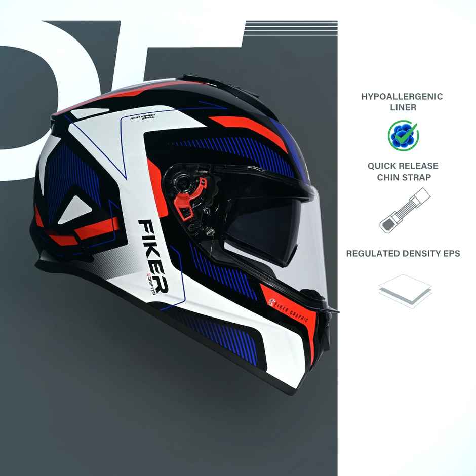 Studds Drifter Fiker ISI-DOT Certified Full Face Helmet | Dual Visor & Spoiler |Black N1 - L