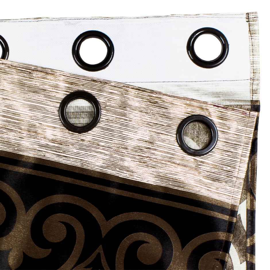 Story@Home 200 GSM Polyester Abstract 2 Piece Window Curtain | Cream & Brown