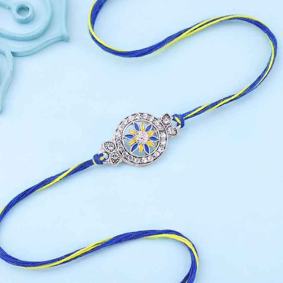 Majestic Blue Floral Bhaiya Rakhi | Pack of 1 | Floweraura