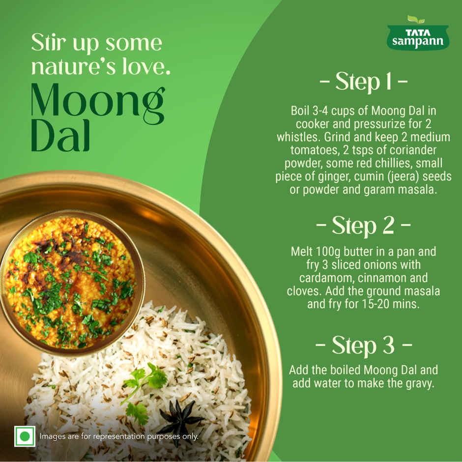 Tata Sampann Unpolished Moong Dal(500gms) & Tata Sampann Unpolished Toor Dal/Arhar Dal(1kg) Combo
