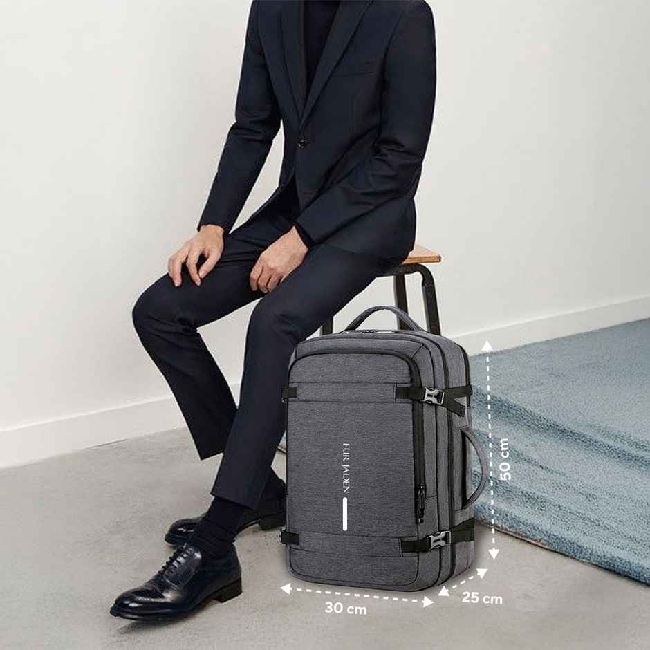 Fur Jaden Unisex Solid PU 40 L Laptop Backpack | Grey - 15.6 Inches