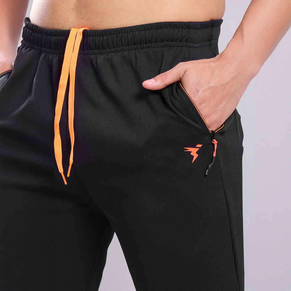 Technosport Men Poly Solid Slim Fit Sports Trackpants with TECHNO DRY | Black | XL