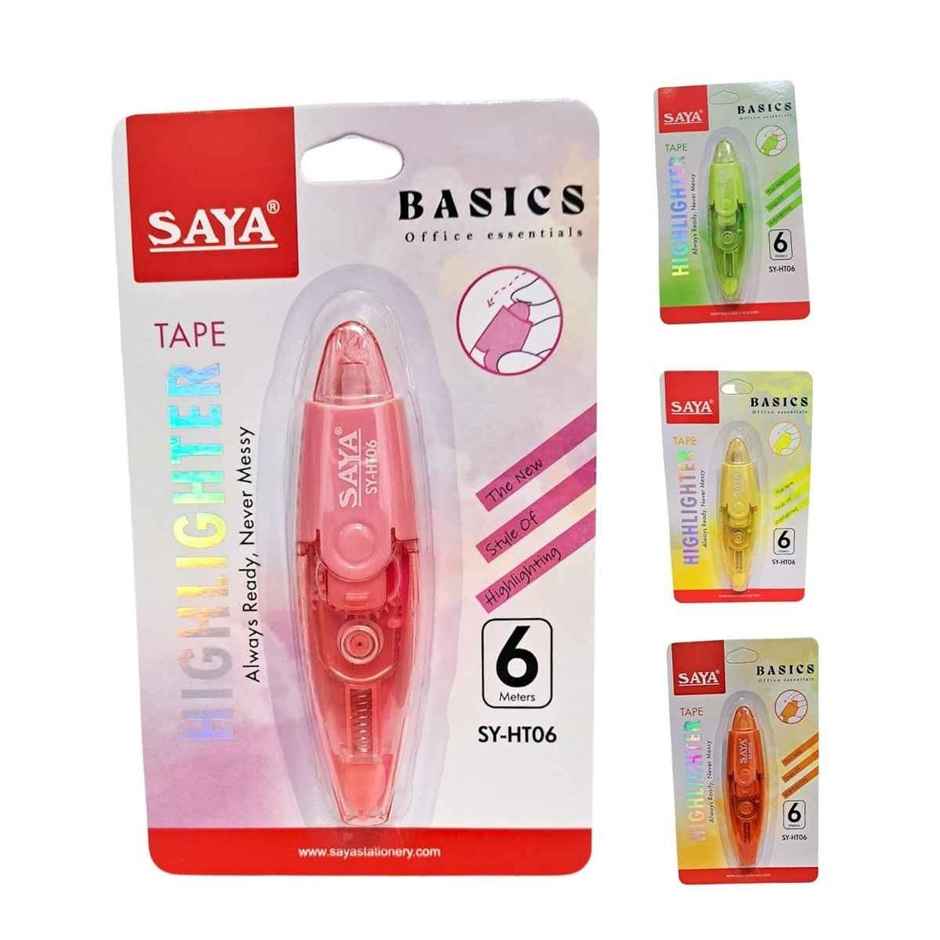 Saya Highlighter Tape Pen | Mess-Free Highlighting Tape for Documents, Notes & Study