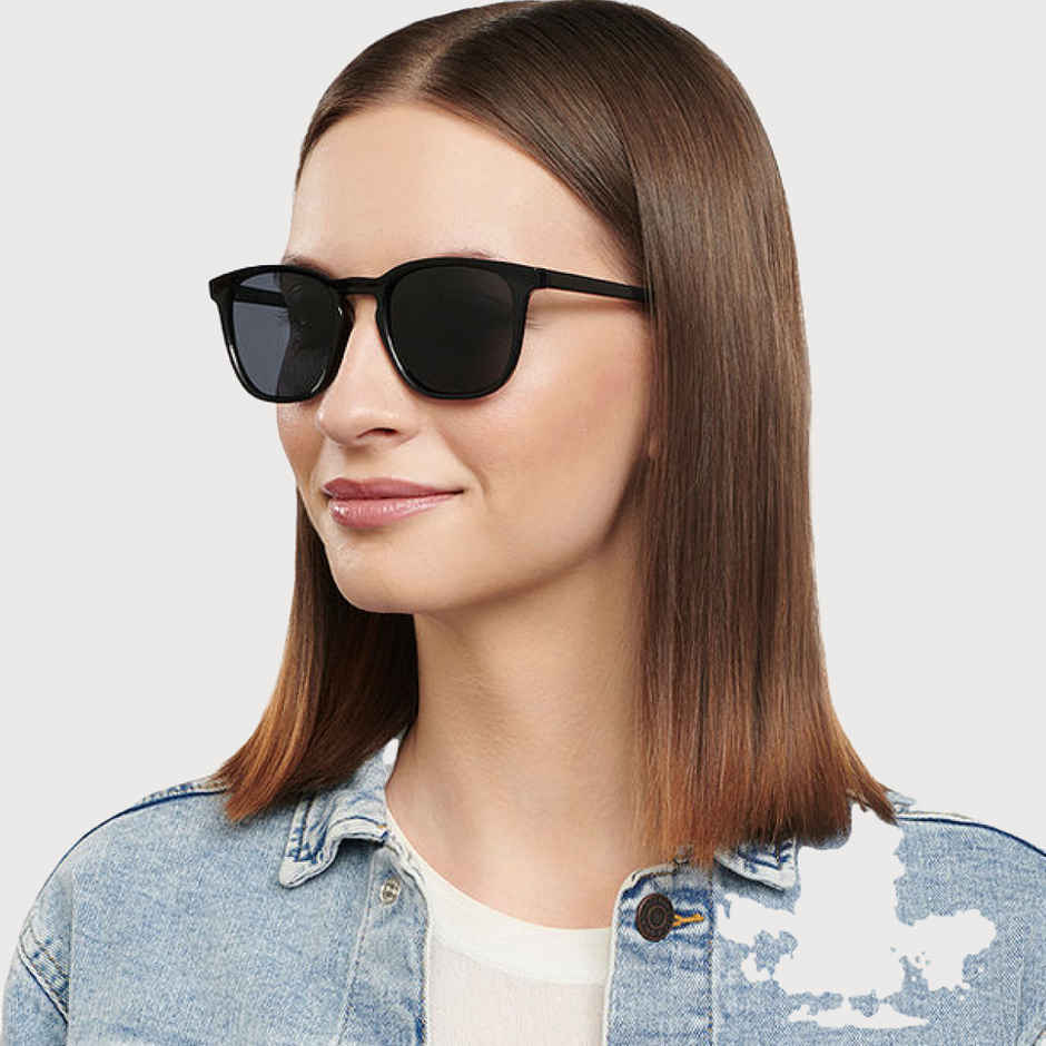 Vincent Chase By Lenskart Unisex Solid Plastic Wayfarer Sunglasses | Black - L