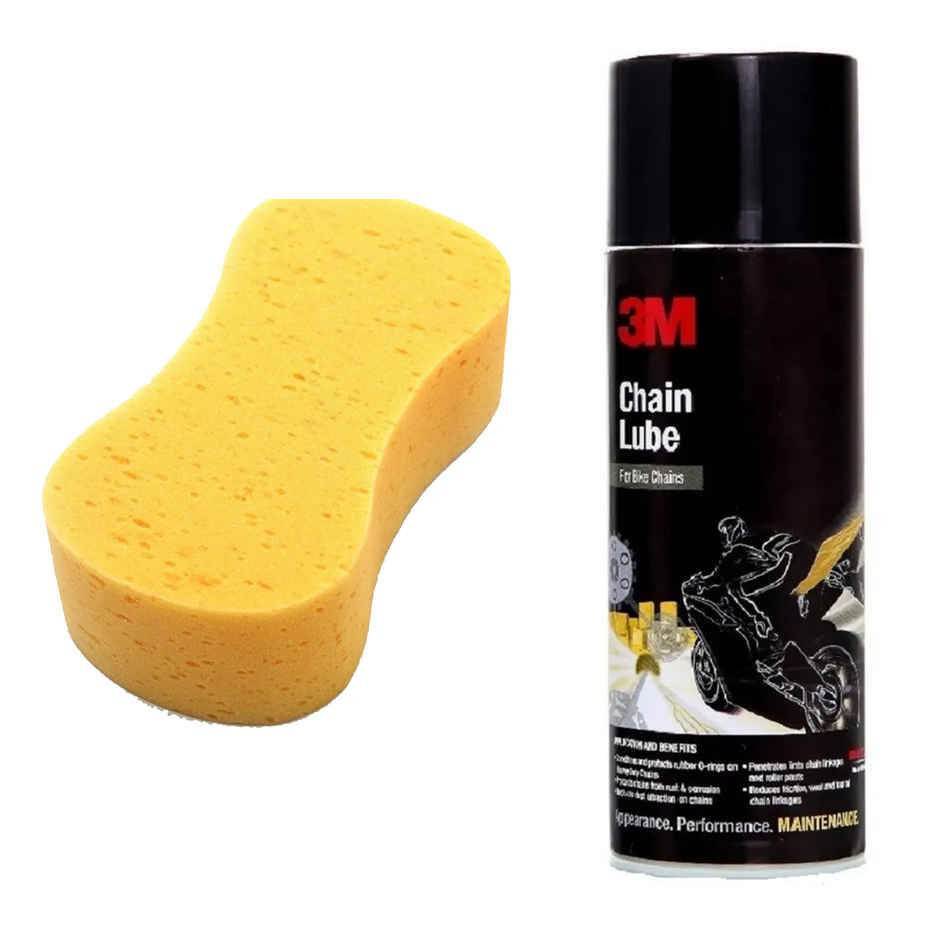 Sheen Microfiber Cleaning Sponge - Assorted (1pc) & 3M Bike Chain Lubricant | 75 G (1pc) Combo
