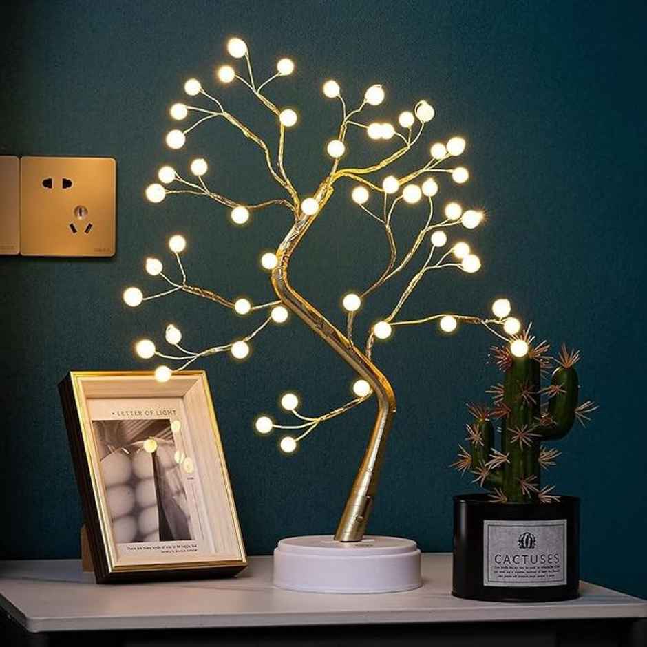 DesiDiya Decorative Led Pearl Tree Lamp Table Top (36 Led Pearl)