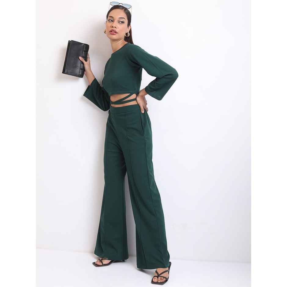 Ketch Women Long Sleeves Top With Trousers Co-ords | Teal | M