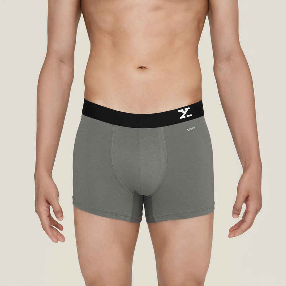 XYXX Men's Aero Cotton Solid Trunks Pack of 2, Midnight Blue & Frost Grey| M