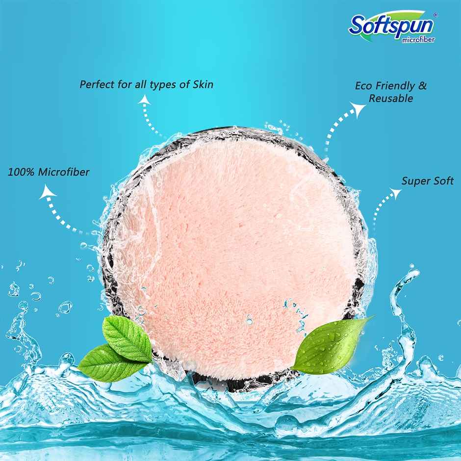 Softspun Microfiber Makeup Removal Pads (280 GSM, 4pcs, Small & Large, Pink & Grey)