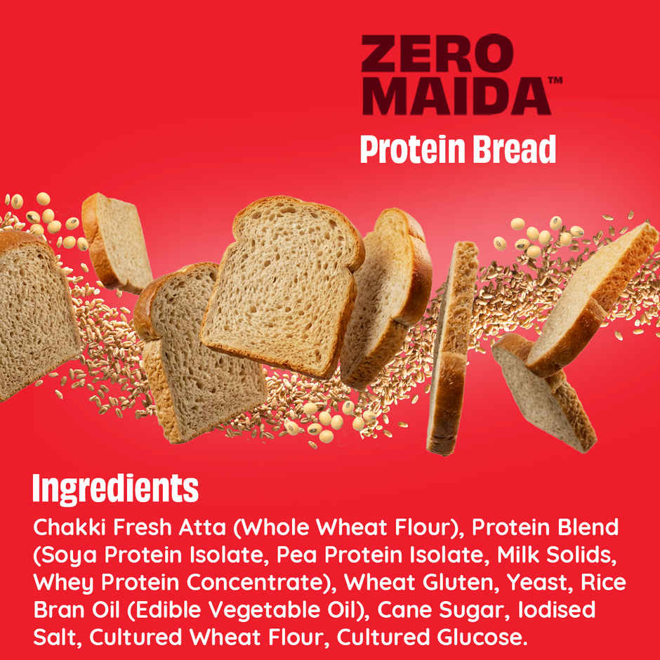 The Health Factory Protein Bread | Zero Maida | 38g High Protein | Whole Wheat Bread