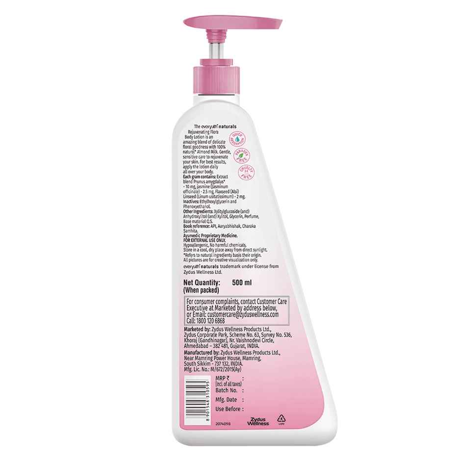 Everyuth Naturals Body Lotion - Rejuvenating Flora with 100% Nautral Almond Milk