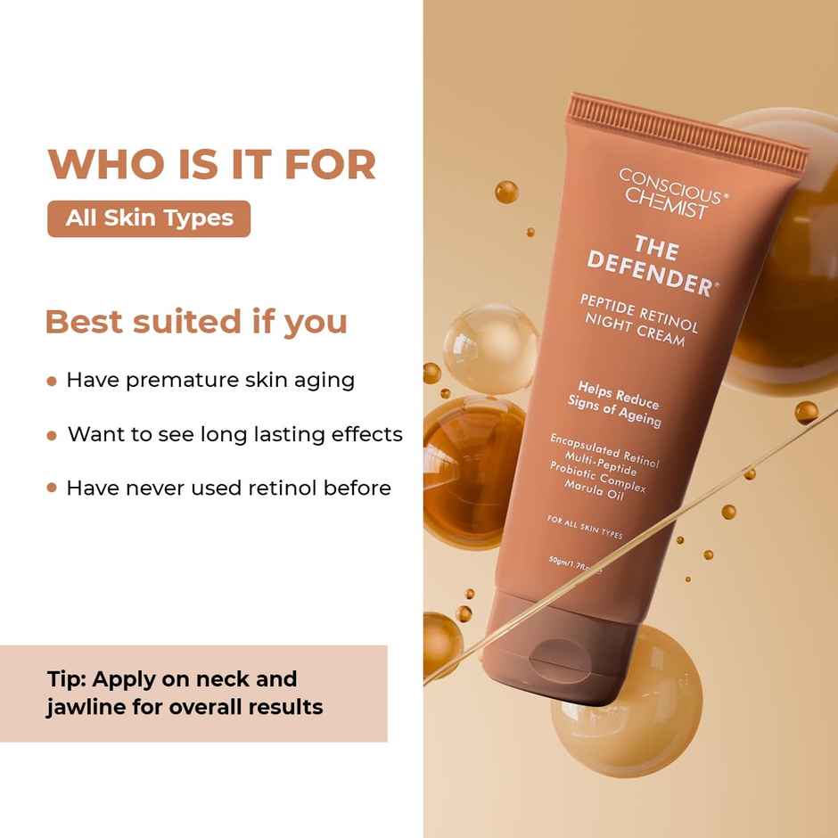 Conscious Chemist Multi Peptide Retinol Anti Aging Lightweight Night Cream Reduces Wrinkles