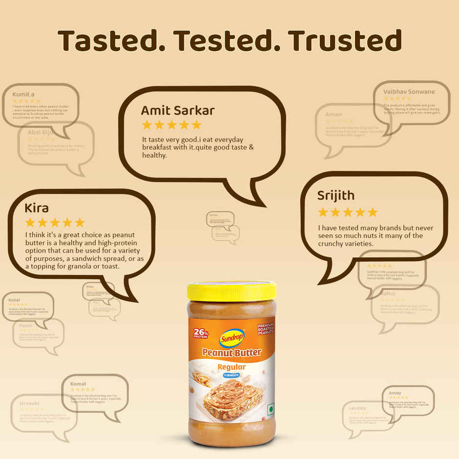 Sundrop Peanut Butter | Crunchy | With 26% Protein |Premium Roasted Peanuts | No Preservatives