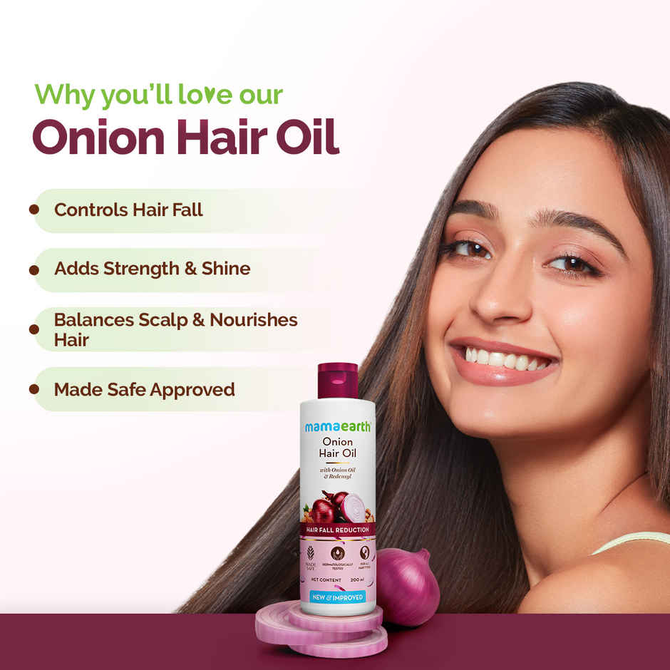 Mamaearth Onion Hair Oil For Hair Fall Control With Onion & Redensyl