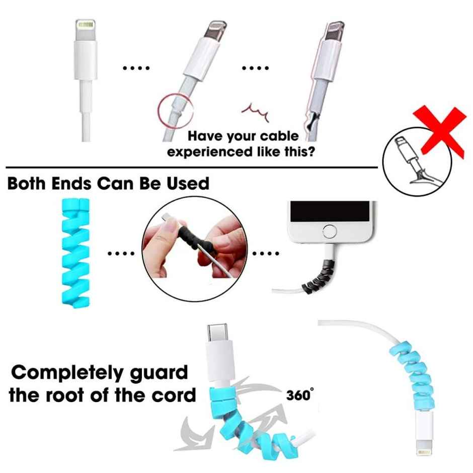 Sounce Spiral Charger Cable Protector Data Cable Saver Charging Cord Protective Cable (12 Units)