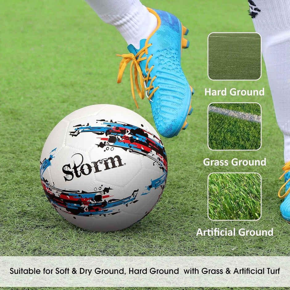 Nivia Storm Football Rubberized Suitable Hard Ground Without Grass Training Football Size 5 - White