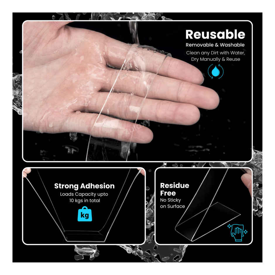 Zulaxy Transparent Double Sided Tape - Strong Adhesive for Multiple Surfaces | 3 m