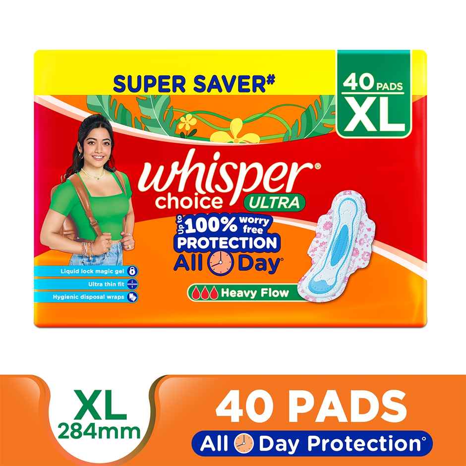 Whisper Choice Ultra Sanitary Pads | XL | 40 pcs