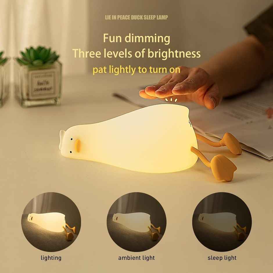 Desidiya Lying Flat Duck Night Light - Cute Led Squishy Duck Lamp