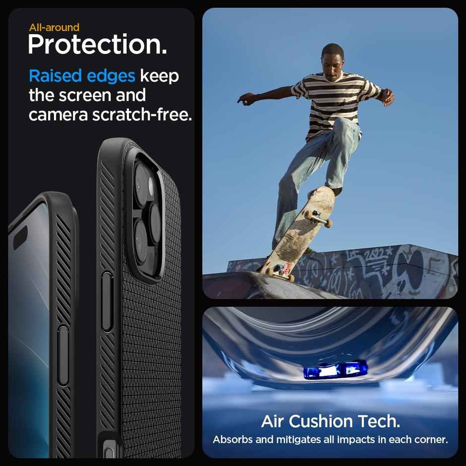 Spigen Liquid Air Back Cover Case Compatible with iPhone 16 Pro (TPU | Matte Black)