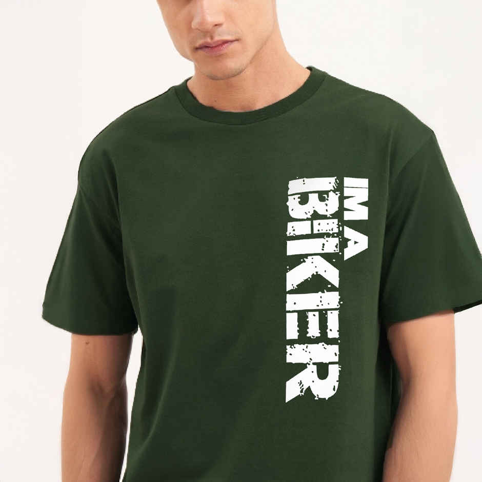 De Tees Men's Half Sleeve T-shirt | MHS-BIKER | Olive - L